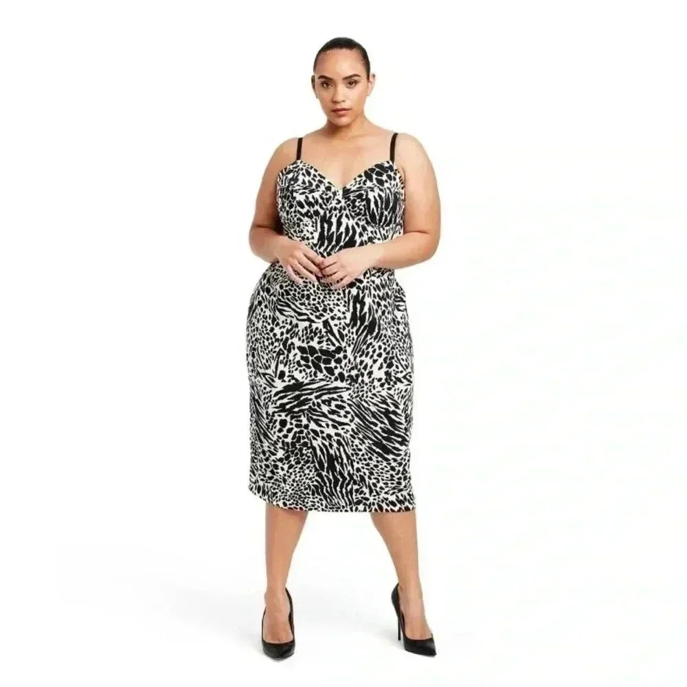 NWT Sergio Hudson Animal Print‎ Dress 1X